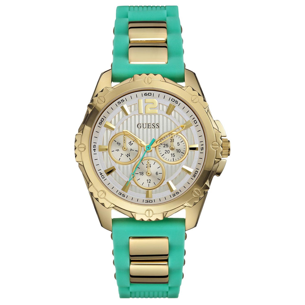 Guess Women's Green textured silicone strap Women's Watch W0325L4 - Dawson Watches