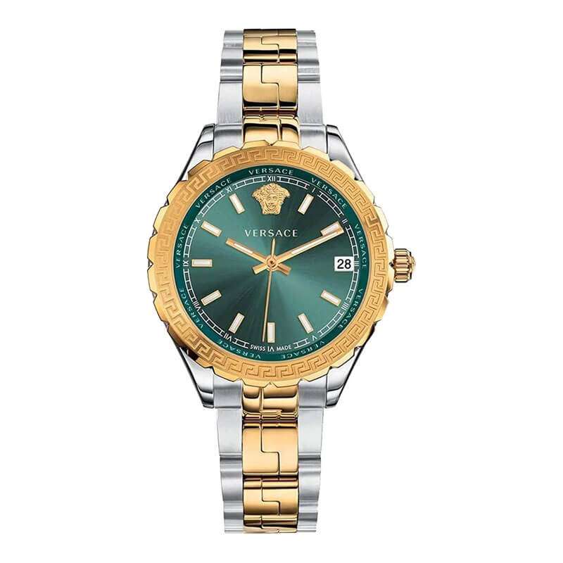 Versace Hellenyium Two-Tone Green Dial Women's Watch V12050015 - Dawson Watches