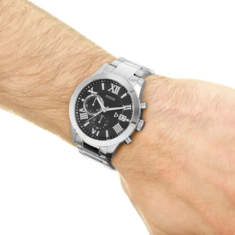 Guess Chrono Black Dial Silver Men's Watch W0668G3