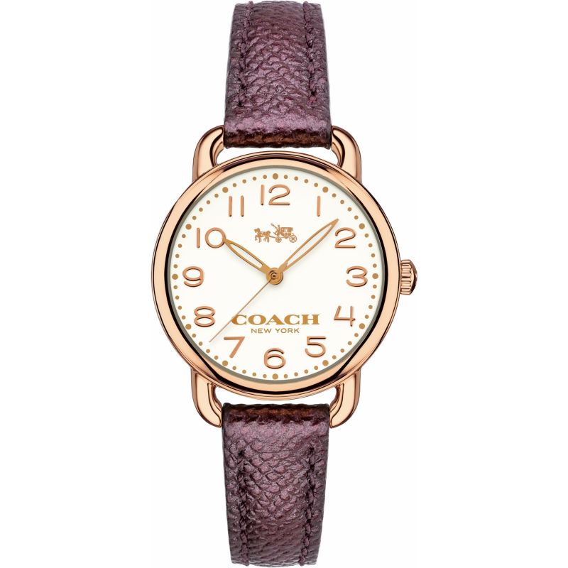 Coach Delancey White Dial Purple Leather Strap Ladies Watch 14502251