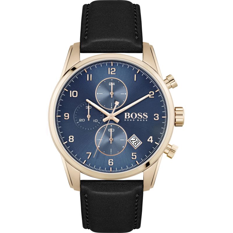 Hugo Boss Skymaster Blue Dial Leather Strap Men's Watch 1513783
