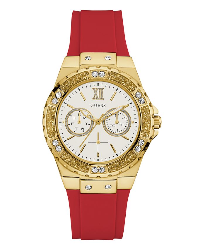 GUESS GOLD TONE CASE RED SILICONE Men's Watch GW0431L1 - Dawson Watches