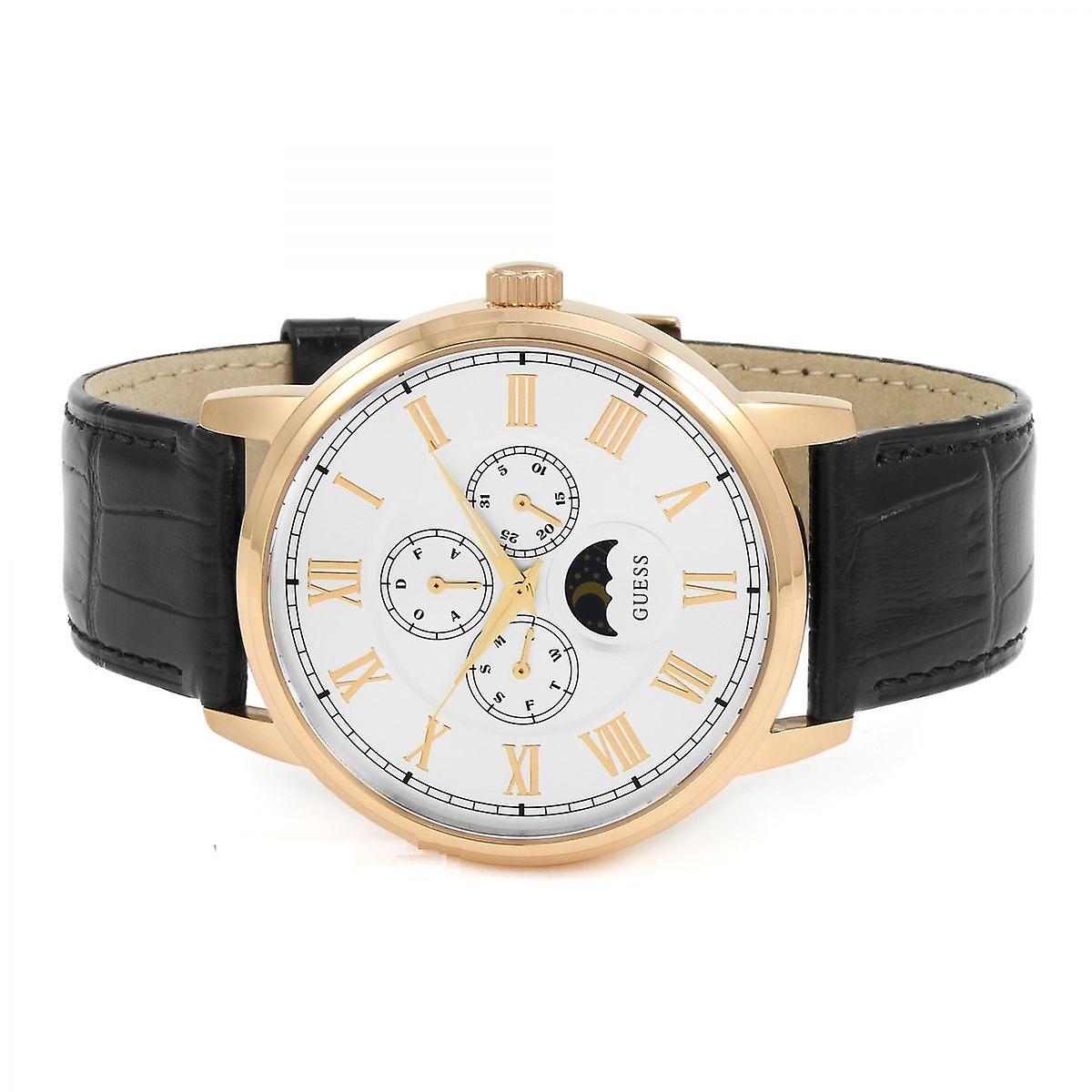Guess Delancy Silver Dial Leather Strap Men's Watch W0870G2