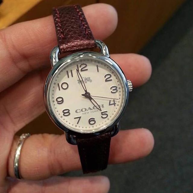 Coach Delancey White Dial Purple Leather Strap Ladies Watch 14502252