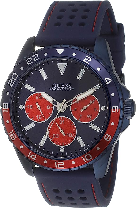 Guess Men's Blue Analog Silicone Band Men's Watch W1108G1 - Dawson Watches