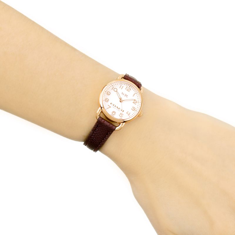 Coach Delancey White Dial Purple Leather Strap Ladies Watch 14502251