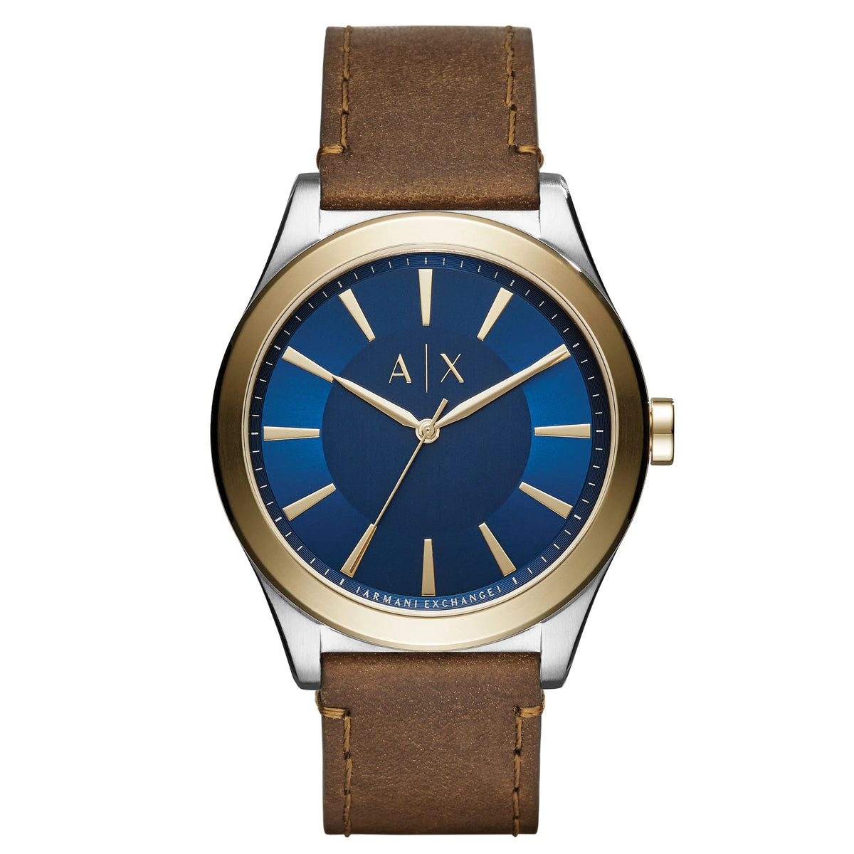 Armani Exchange Nico Mutli-colour Brown Leather Blue Dial Gold Watch - AX2334
