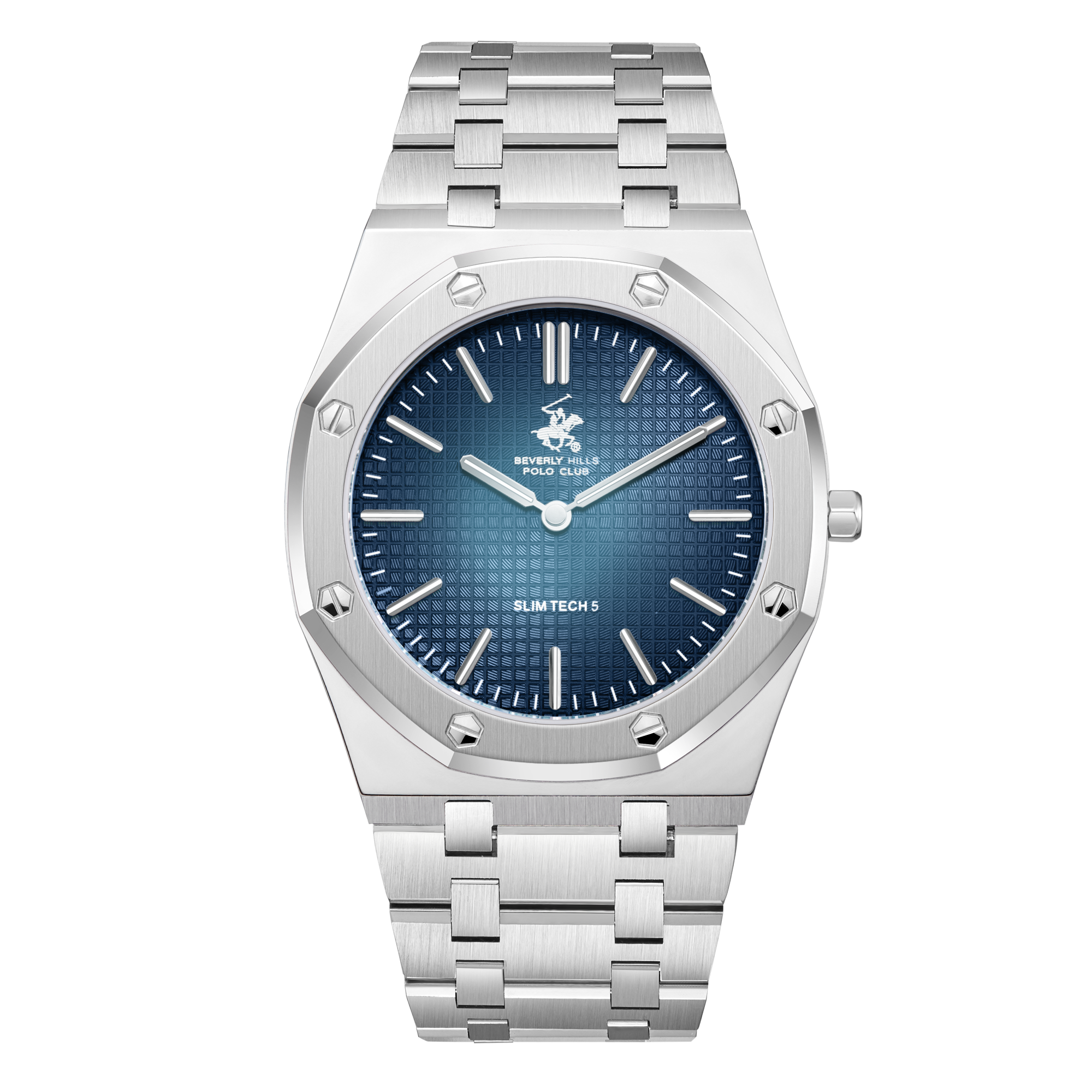 Beverly Hills Polo Club Slim Tech 5 Blue Dial Silver Watch BP3825X.391
