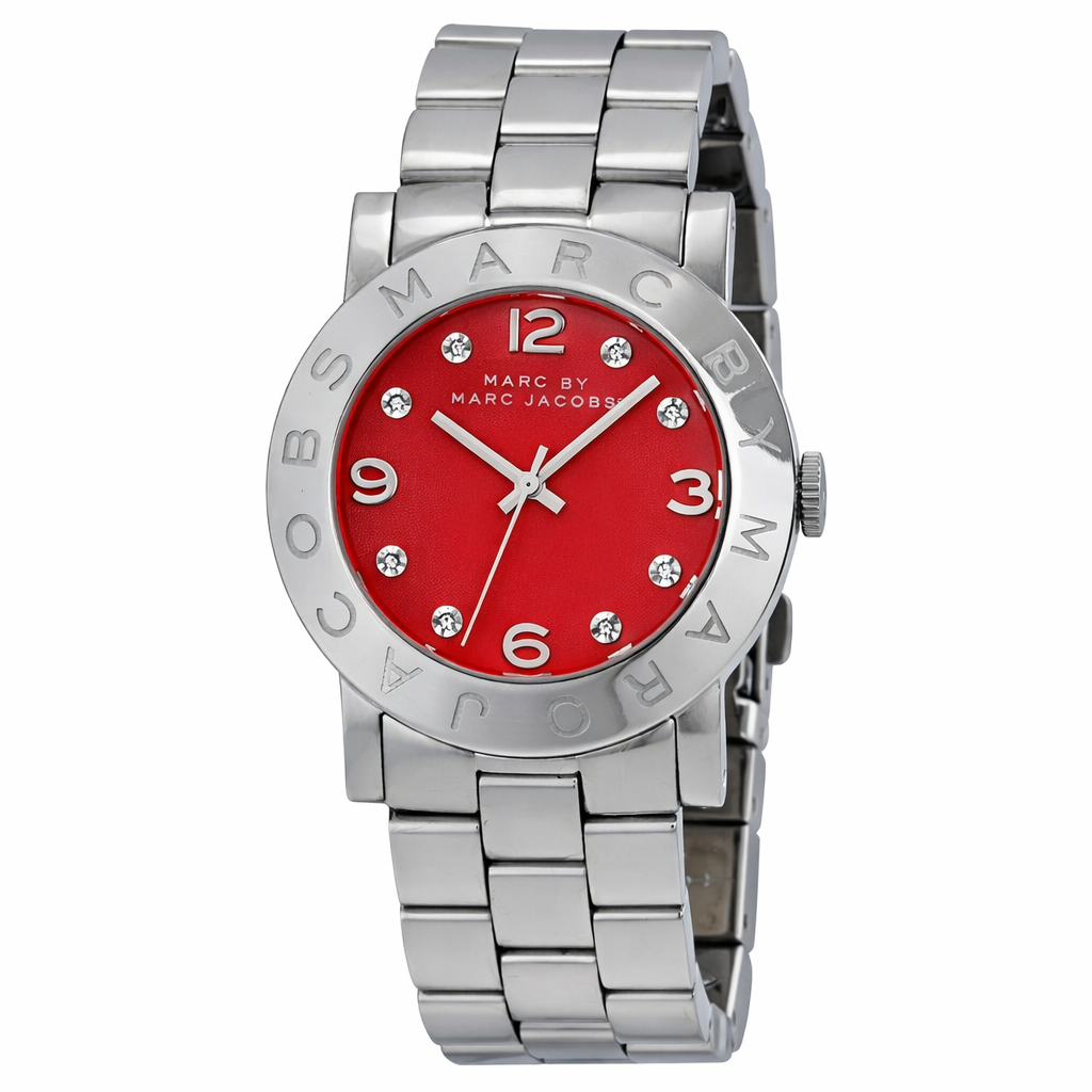 Marc By Marc Jacobs Amy Red Dial Silver Tone Watch MBM3302