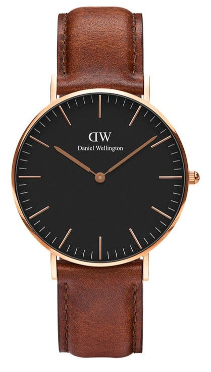 Daniel Wellington Petite Bristol 28mm Black Dial Brown Genuine Leather Women's Watch - DW00100221