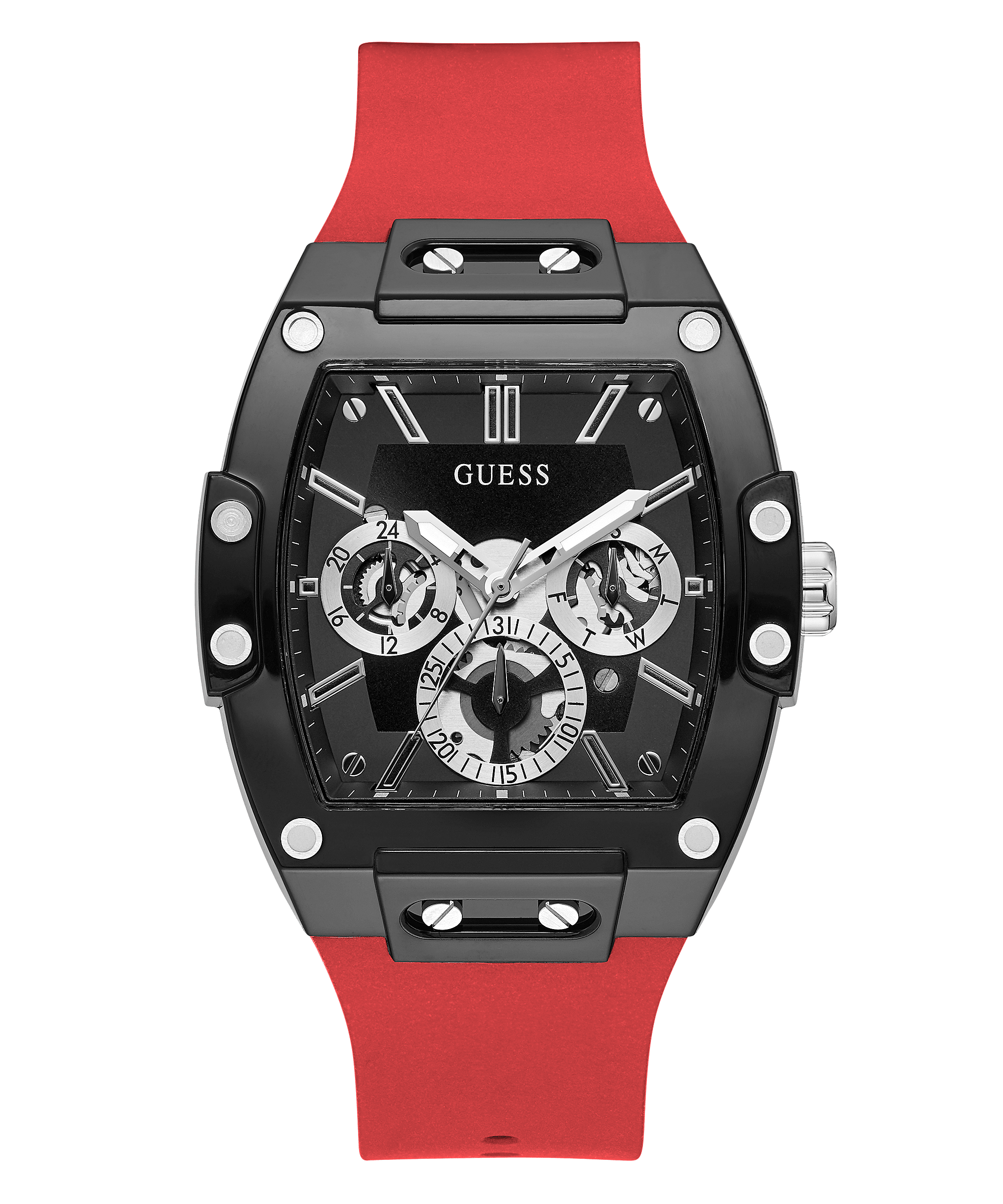 Guess Black Case Red Silicone Men's Watch GW0203G4