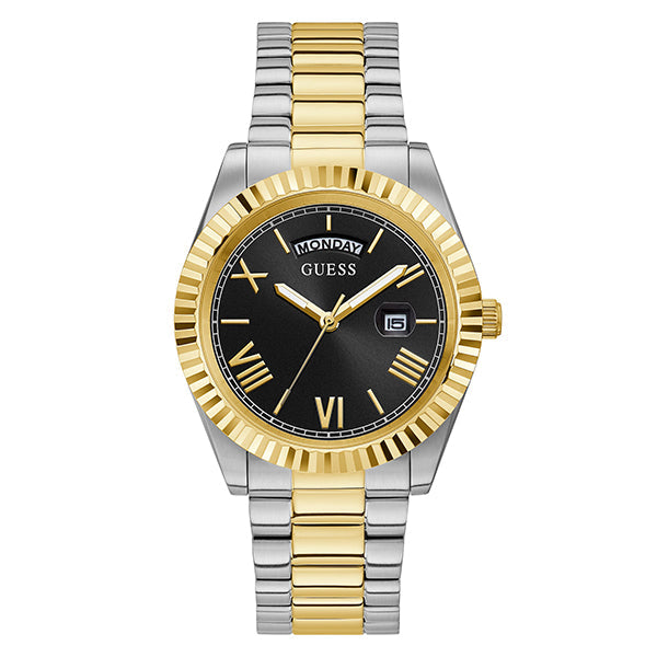 Guess Watch Connoisseur Two-Tone Stainless Steel Black Dial Men's Watch GW0265G5 - Dawson Watches