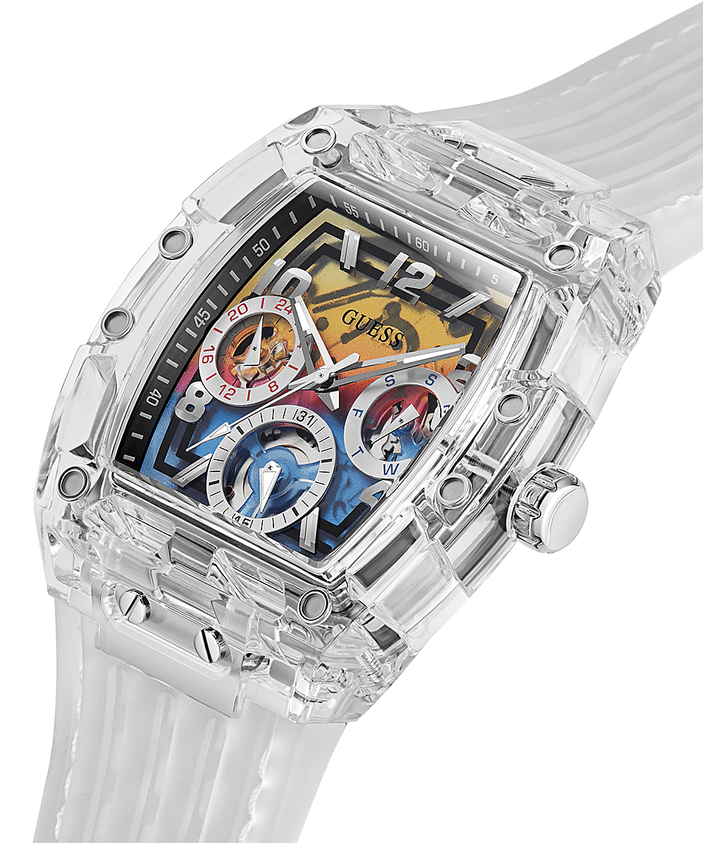 Guess Clear Case Silicone Strap Men's Watch GW0499G3