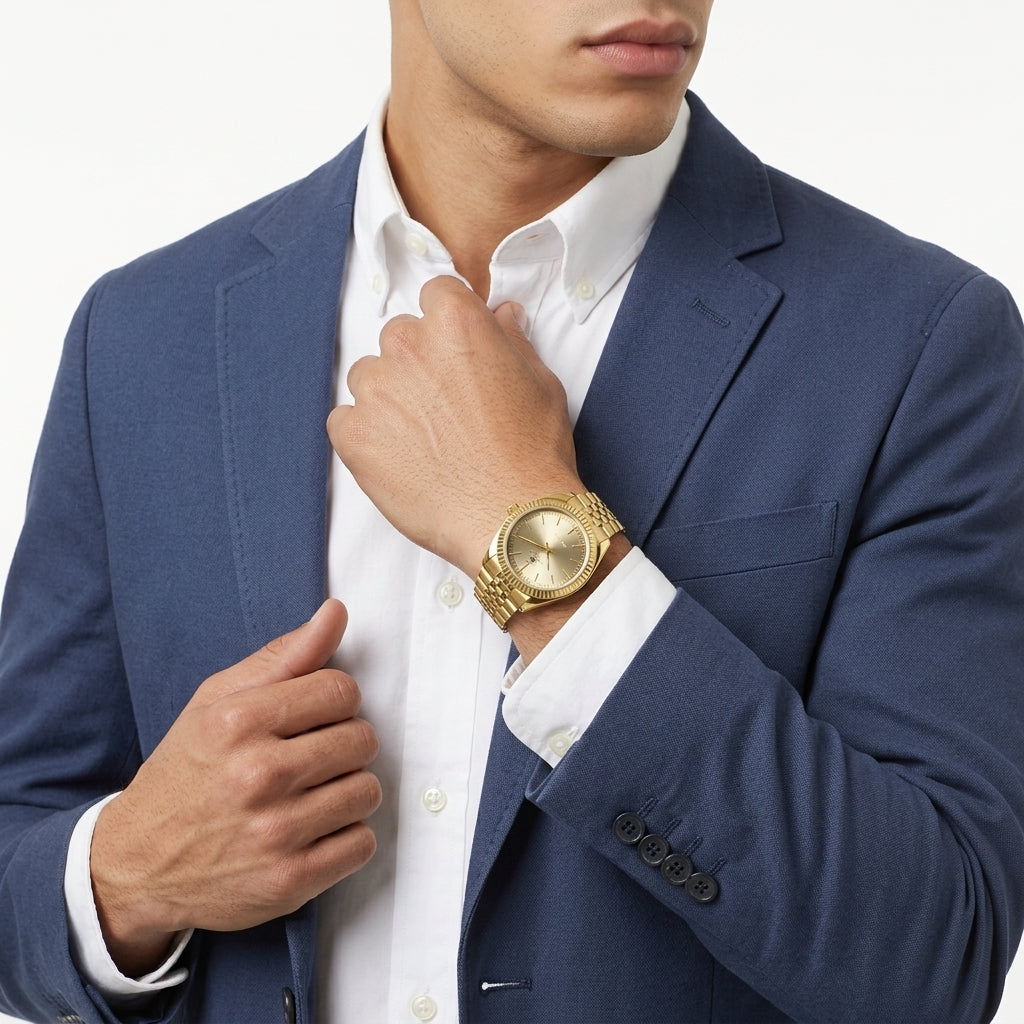 Beverly Hills Polo Club Slim Tech 5 All Gold Watch - BP3830X.160