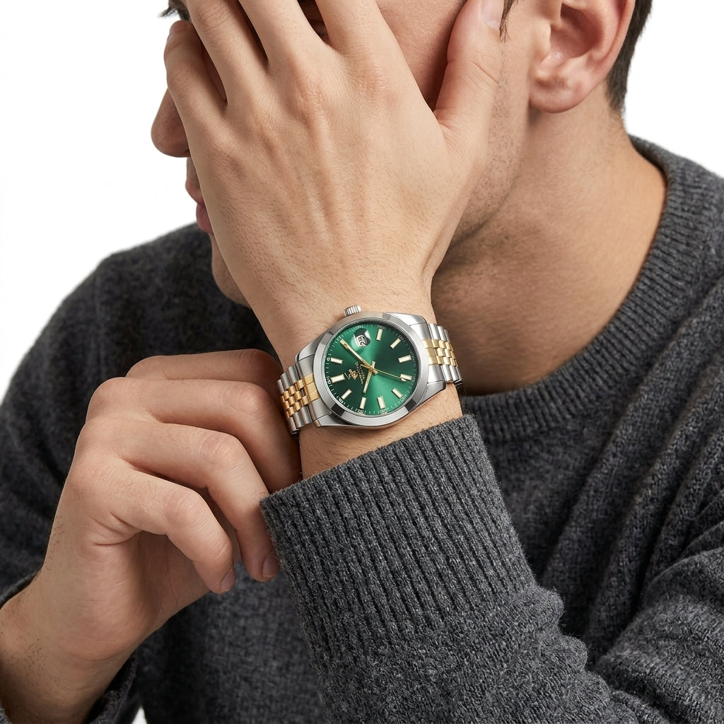 Beverly Hills Polo Club Classy Green Dial Two-Tone Date Watch - BP3810X.570