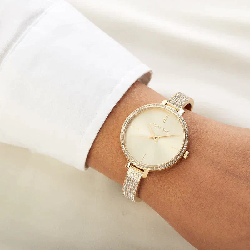 Michael Kors Jaryn Crystal Gold Sunray Dial Ladies Watch MK3784