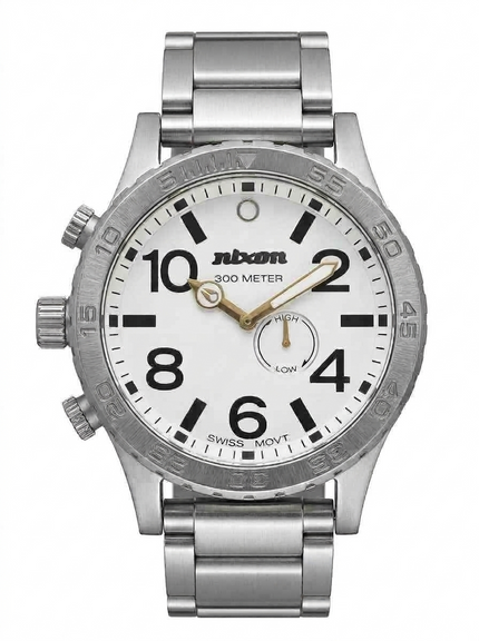 Nixon Silver Stainless Steel 51-30 White Dial 300M Men's Watch - (Pre-owned)