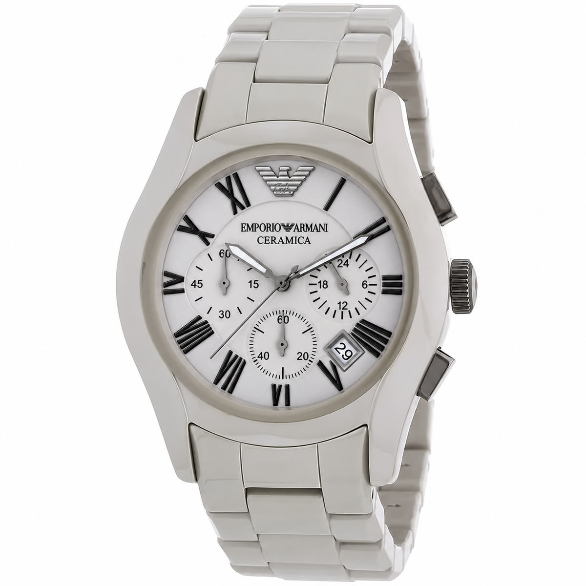Emporio Armani Valente Large Chronograph Grey Ceramic Men's Watch - AR1459