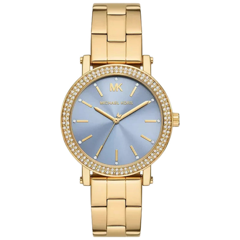 Michael Kors Slim Runway Blue Dial Gold Women's Watch - MKO1048