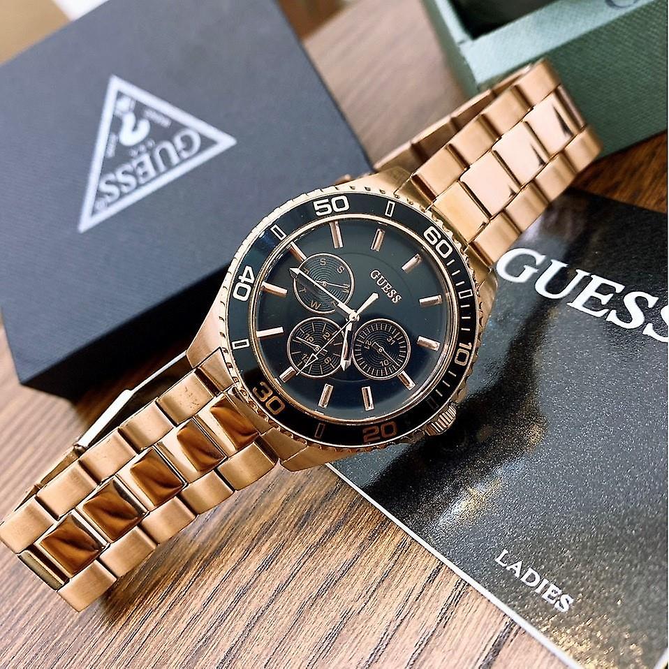 Guess Black and Rose Gold-Tone Ladies W0231L7