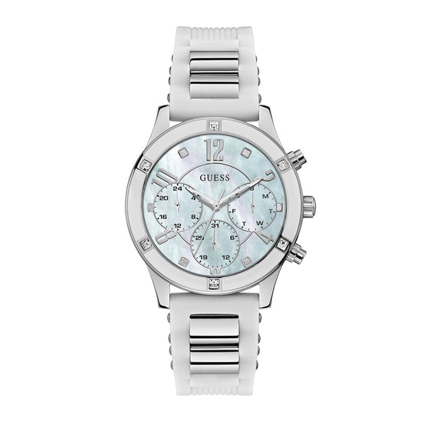 Guess Women's Analog Casual White Silicone Strap Women's Watch W1234L1 - Dawson Watches