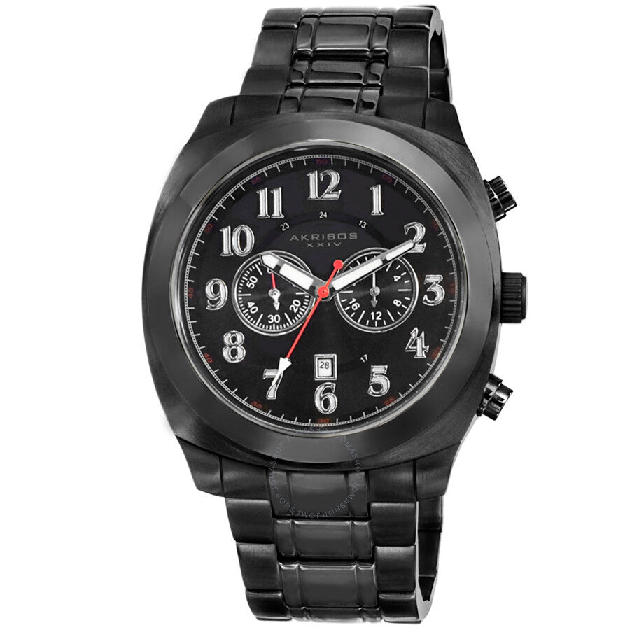 Akribos Black Dial Chronograph Black PVD Stainless Steel Men's Watch AK624BK