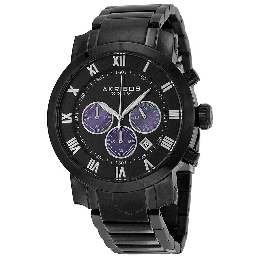Akribos Chronograph Black Dial Black PVD Men's Watch AK622BK