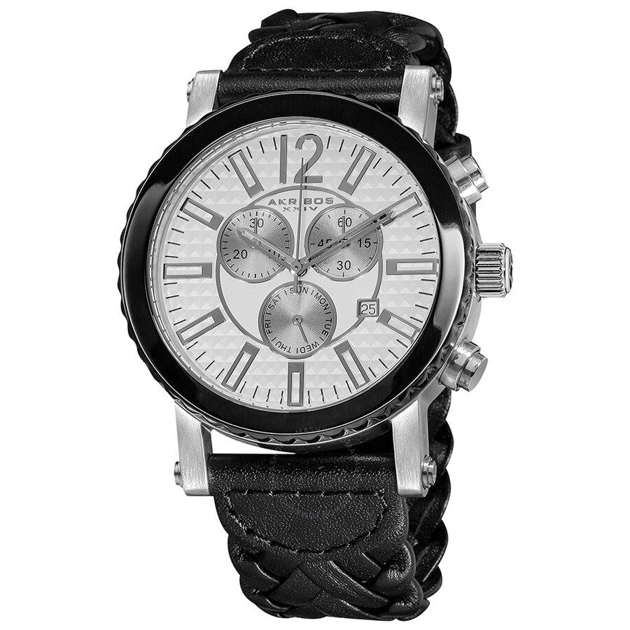 Akribos Chronograph Black Leather Men's Watch AK571BK