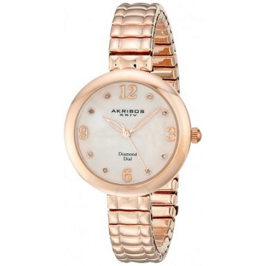 Akribos Impeccable Mother of Pearl Rose Gold-tone Ladies Watch AK765RG