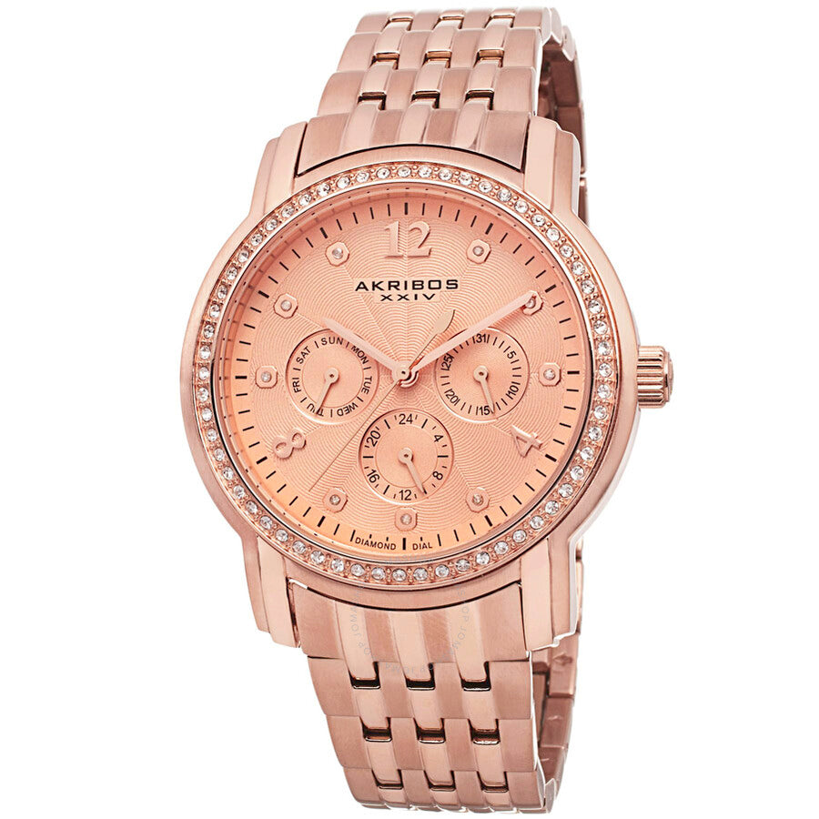 Akribos Multifunction Rose Dial Rose Gold-tone Ladies Watch AK626RG