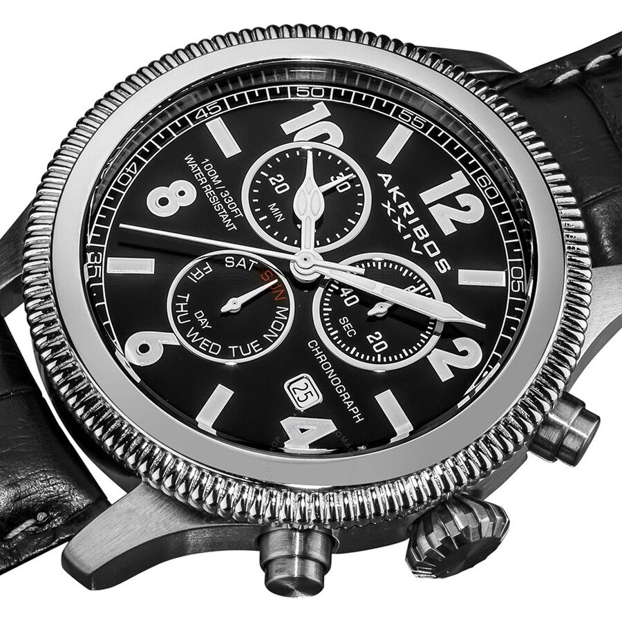 Akribos Ultimate Chronograph Stainless Steel Men's Watch AK575BK - The Watches Men & Co #2