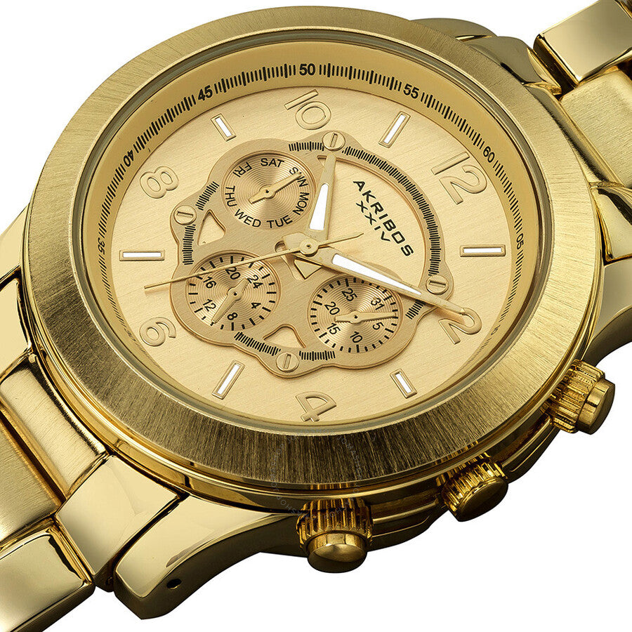 Akribos Ultimate GMT Multi-Function Gold Dial Ladies Watch AK583YG - Dawson Watches #2