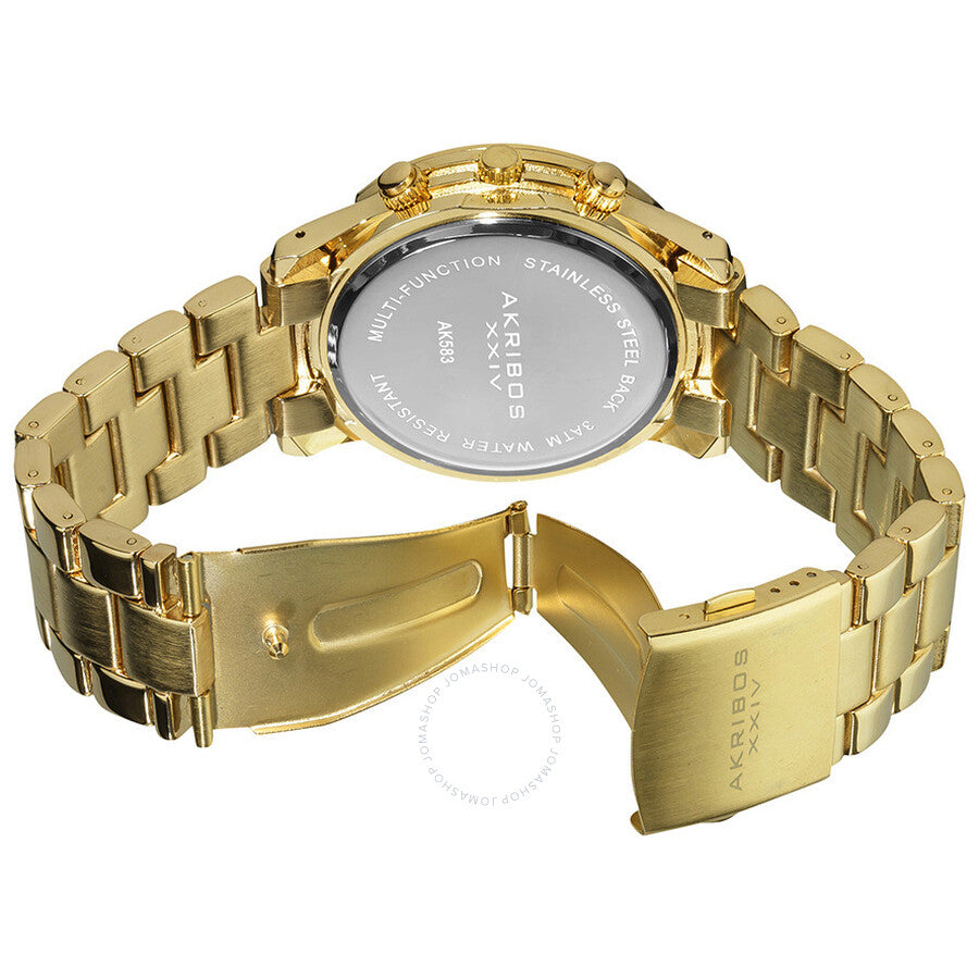 Akribos Ultimate GMT Multi-Function Gold Dial Ladies Watch AK583YG - Dawson Watches #3