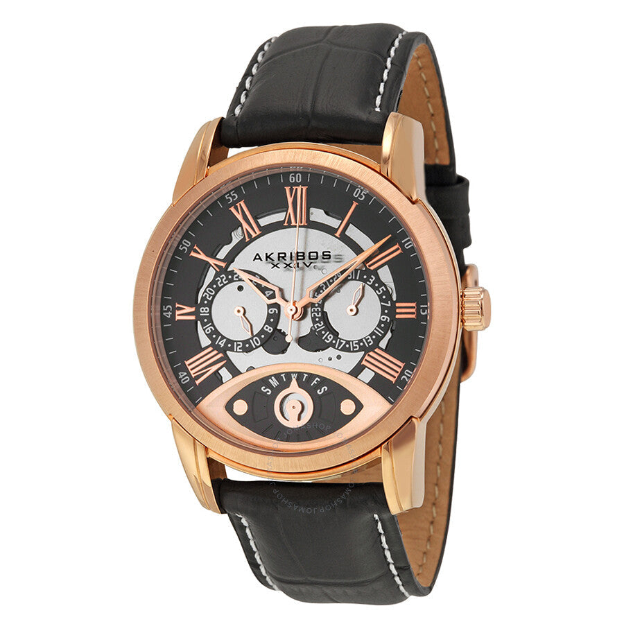 Akribos XXIV Black Dial Rose Gold-tone Men's Watch AK725RG