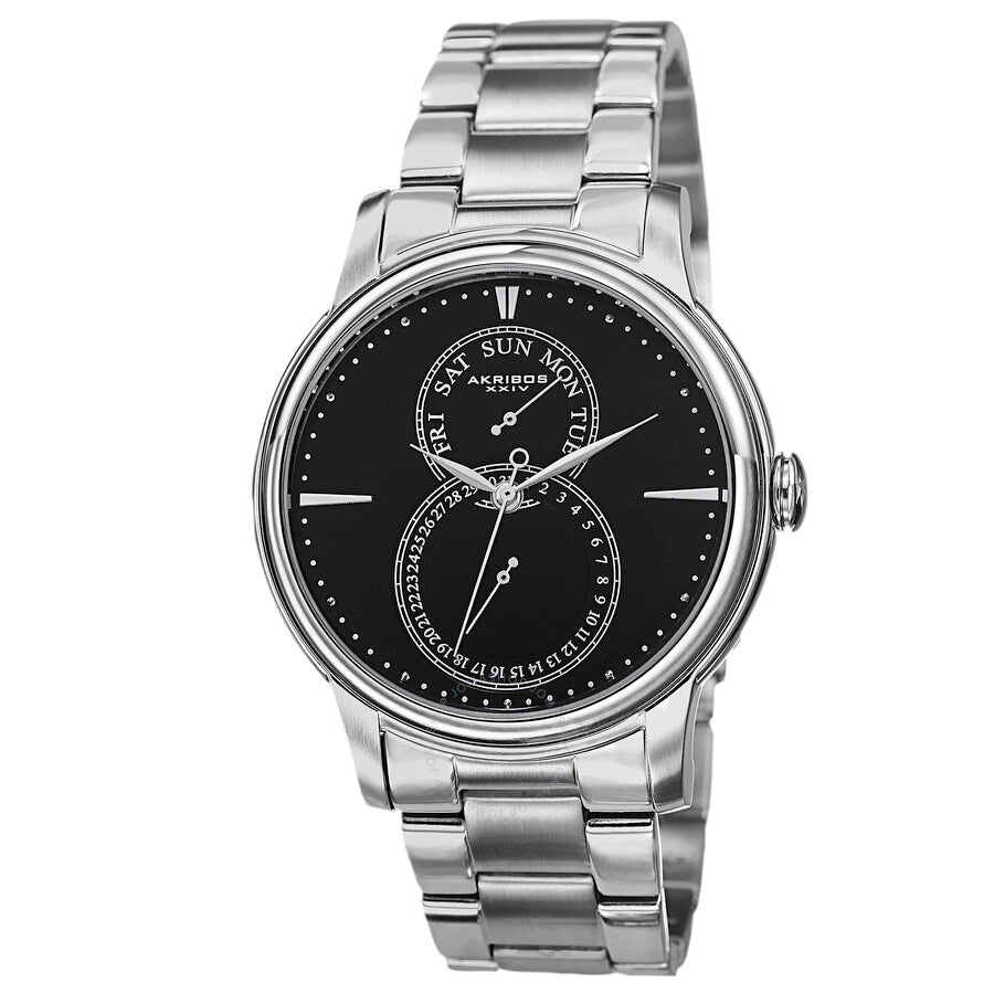 Akribos XXIV Black Dial Stainless Steel Men's Watch AK728SSB