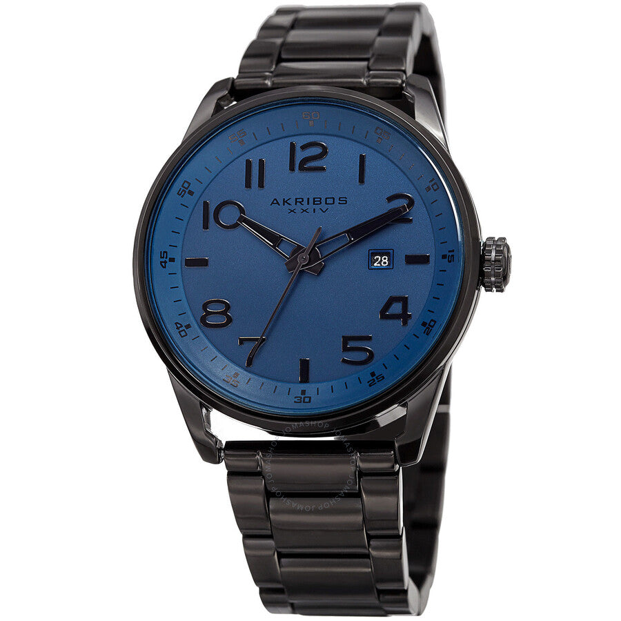 Akribos XXIV Blue Dial Black Ion-plated Men's Watch AK956BU
