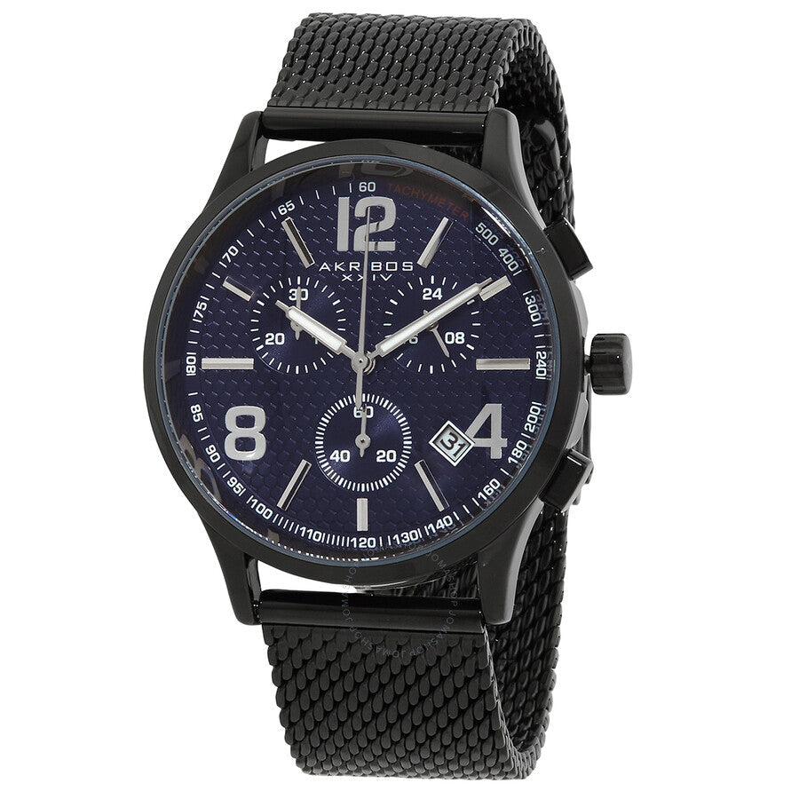 Akribos XXIV Blue Dial Black-plated Mesh Men's Watch AK719BU