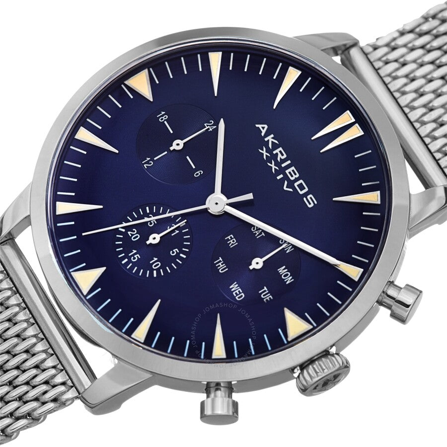 Akribos XXIV Blue Dial Stainless Steel Mesh Men's Watch AK1027BU - The Watches Men & Co #2