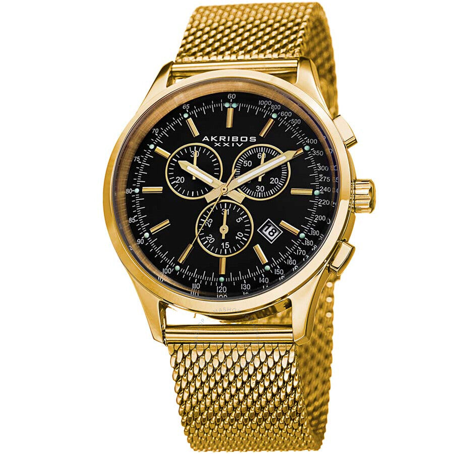 Akribos XXIV Chronograph Black Dial Men's Watch AK625YGB - The Watches Men & Co