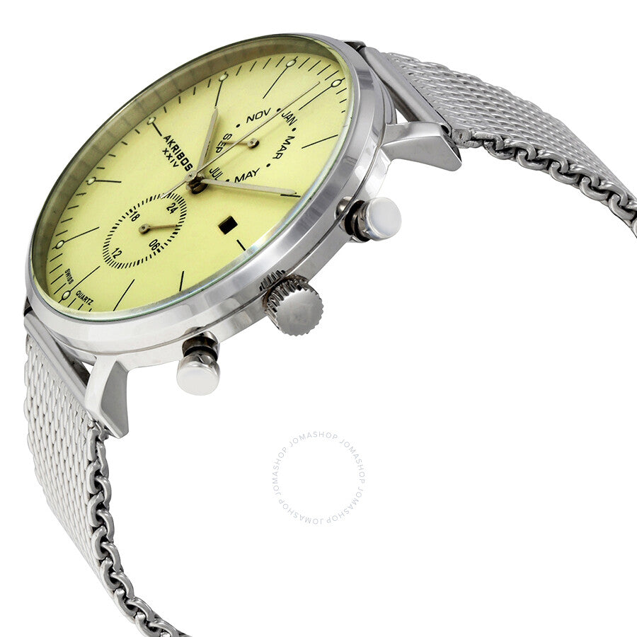 Akribos XXIV Cream Dial Stainless Steel Men's Watch AK685SS - Dawson Watches #2