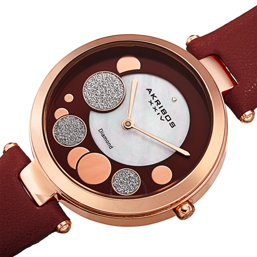Akribos XXIV Quartz Diamond Red Dial Ladies Watch AK1069BUR - Dawson Watches #2