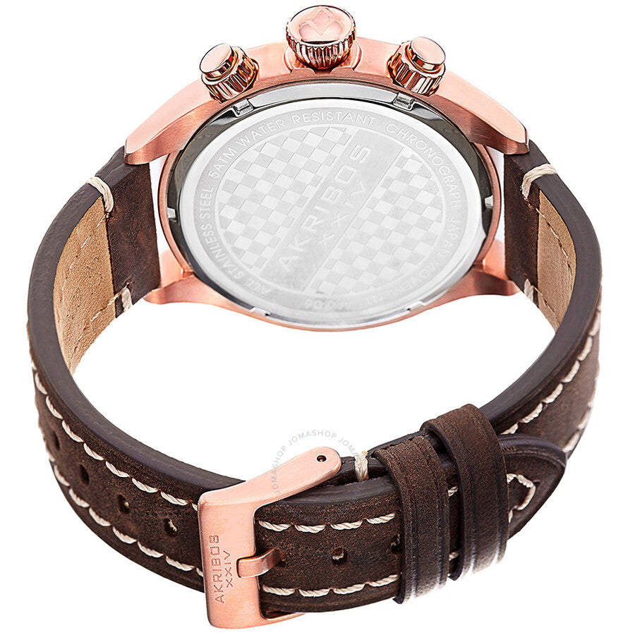 Akribos XXIV Essential Chronograph Black Dial Brown Leather Men's Watch - Dawson Watches #3