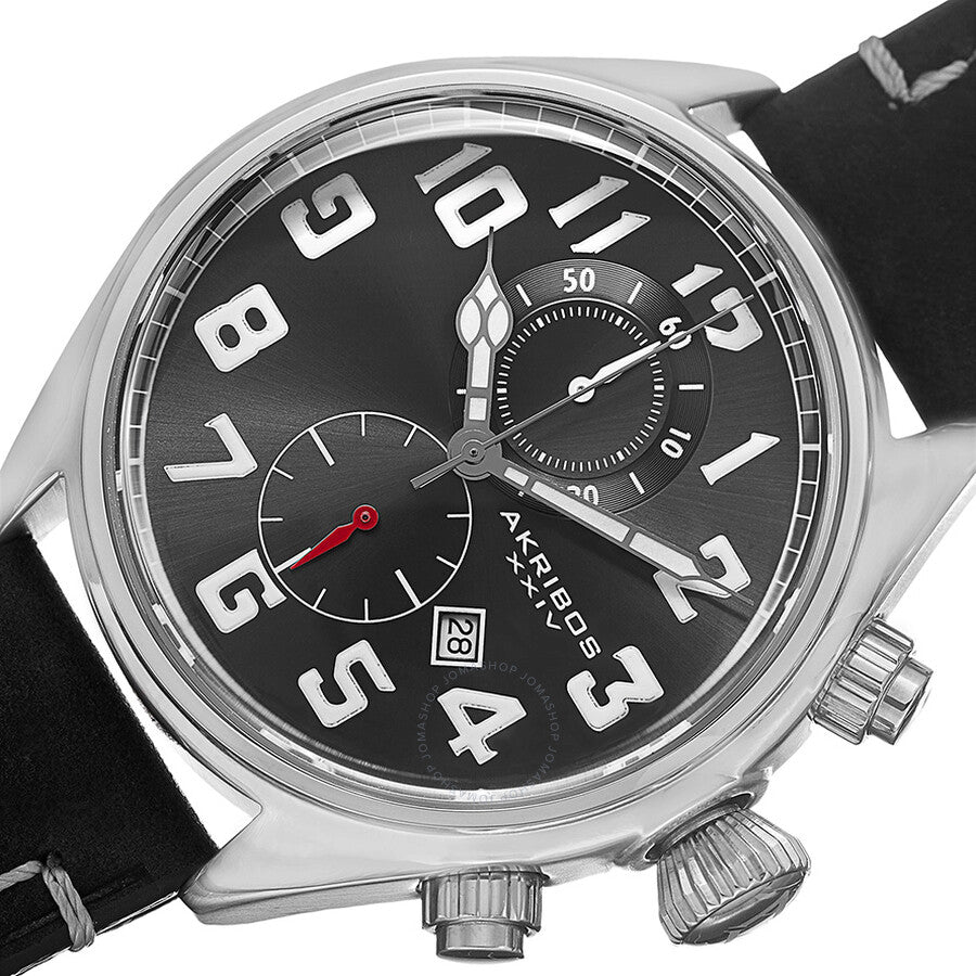 Akribos XXIV Essential Chronograph Black Dial Stainless Steel Men's Watch AK706SSB - Dawson Watches #2