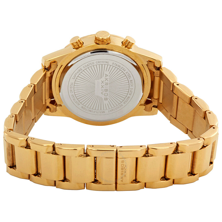 Akribos XXIV Glimmer Gold Tone Dial Ladies Multifunction Watch AK872YG - Dawson Watches #3