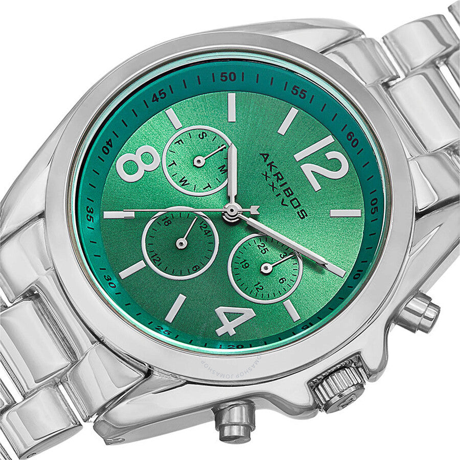 Akribos XXIV Multi-Function Green Dial Ladies Watch AK760SSTQ - Dawson Watches #2