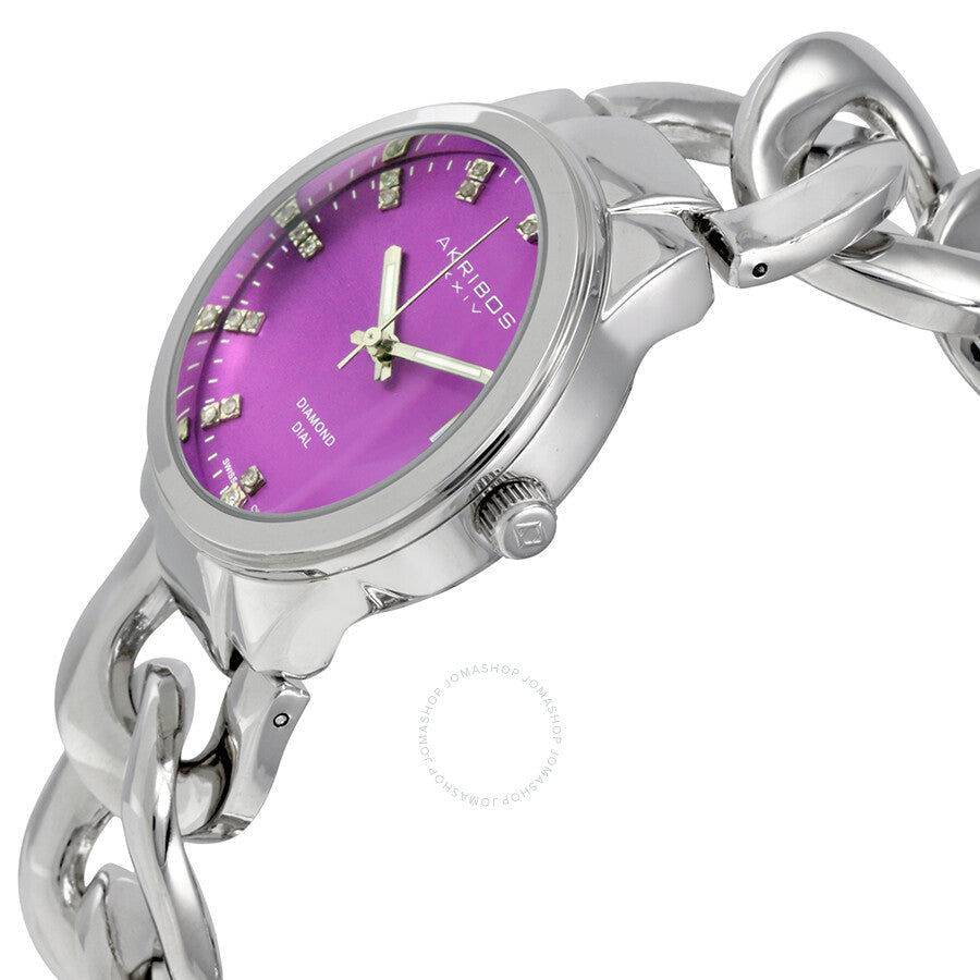 Akribos XXIV Purple Dial Silver-tone Base Metal Ladies Watch AK759SSPU - Dawson Watches #2
