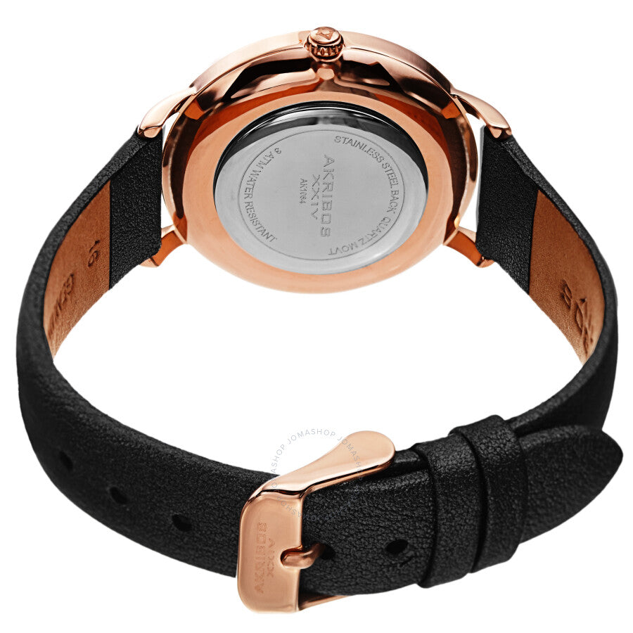 Akribos XXIV Quartz Black Dial Black Leather Ladies Watch AK1084BK - Dawson Watches #4