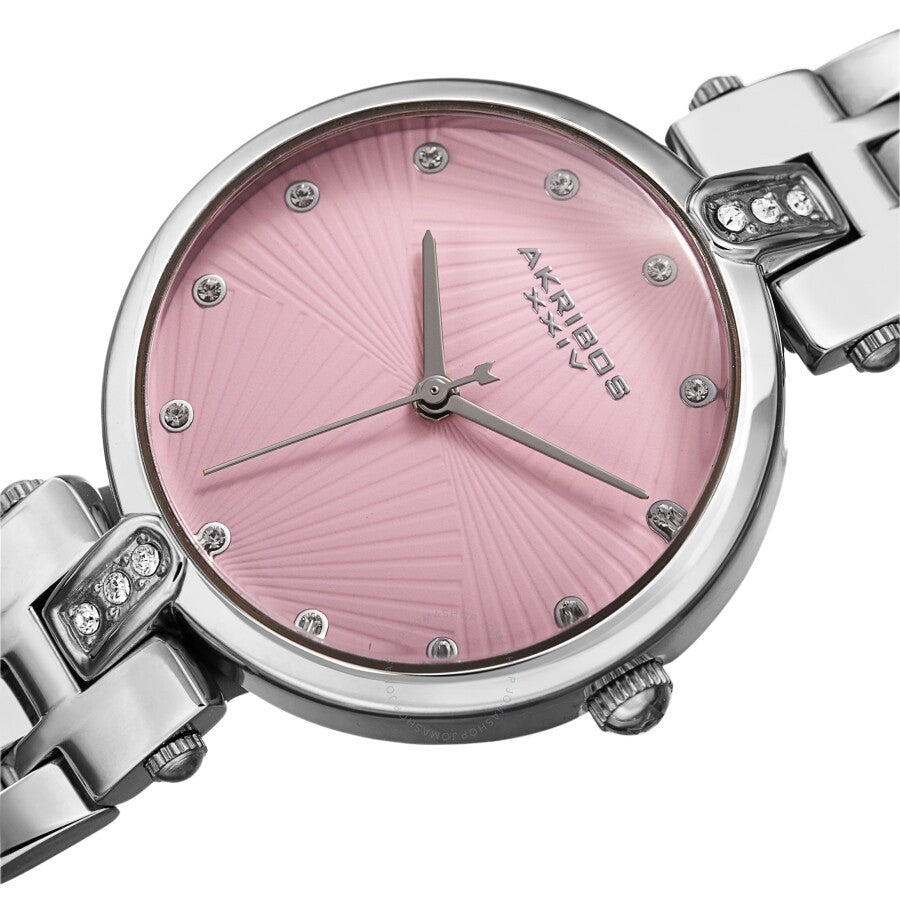 Akribos XXIV Quartz Crystal Pink Dial Ladies Watch AK1085PK - The Watches Men & Co #2
