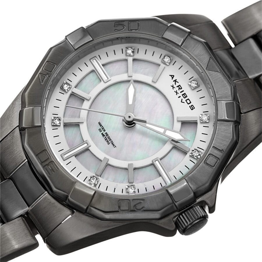 Akribos XXIV Quartz Crystal White Dial Ladies Watch AK1006GN - Dawson Watches #2