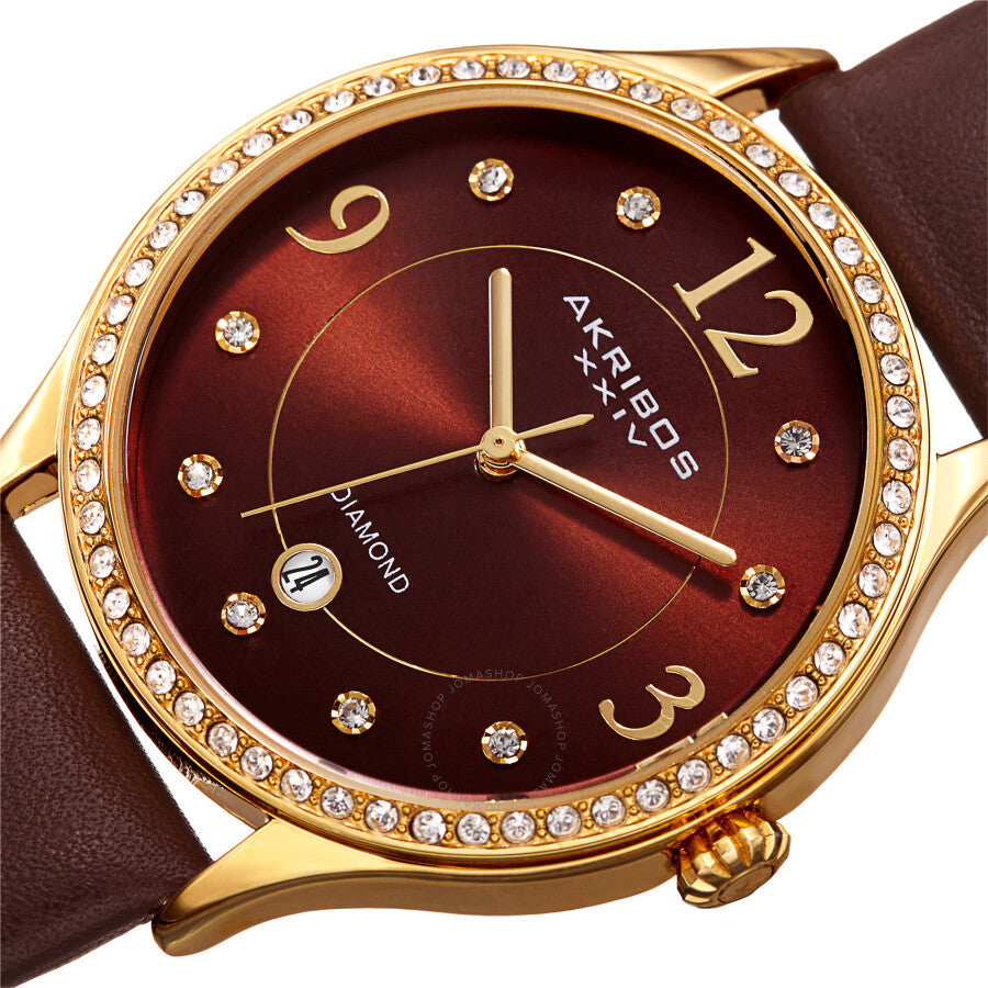 Akribos XXIV Quartz Diamond Brown Dial Ladies Watch AK1011BR - Dawson Watches #2